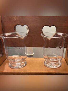 Princess House Crystal Etched Glass Votive Candle Holders Set